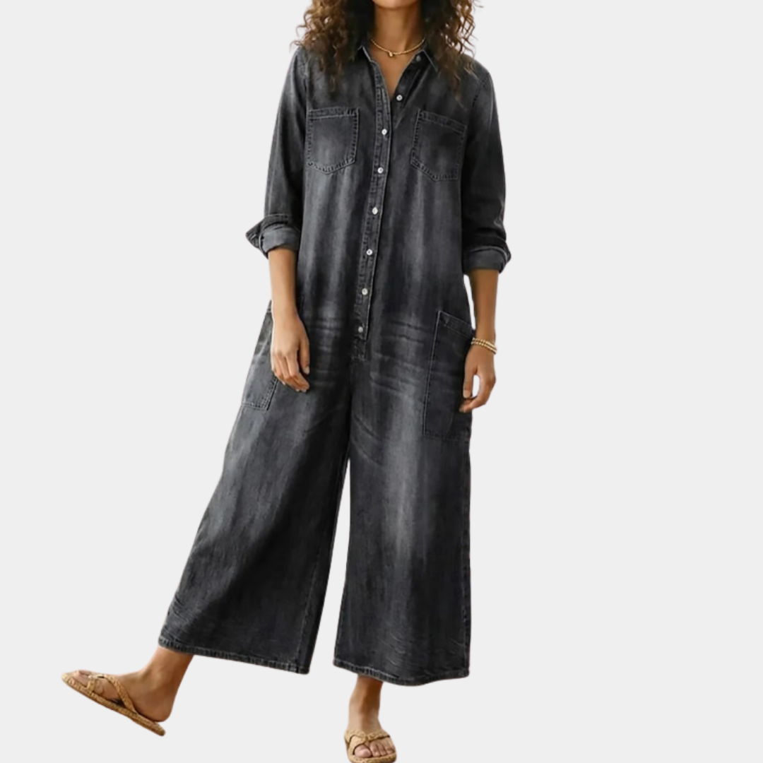 Diana™ | Combinaison en denim vintage à boutons
