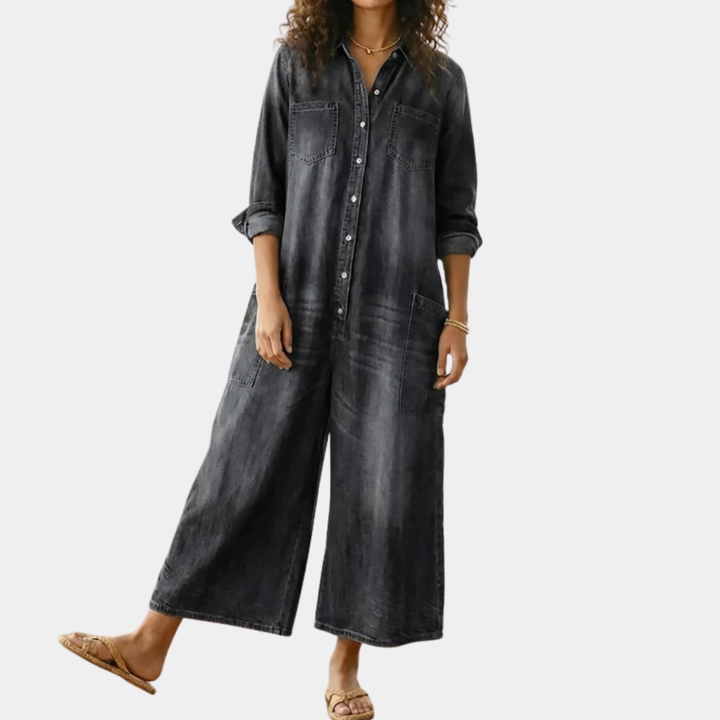 Diana™ | Combinaison en denim vintage à boutons