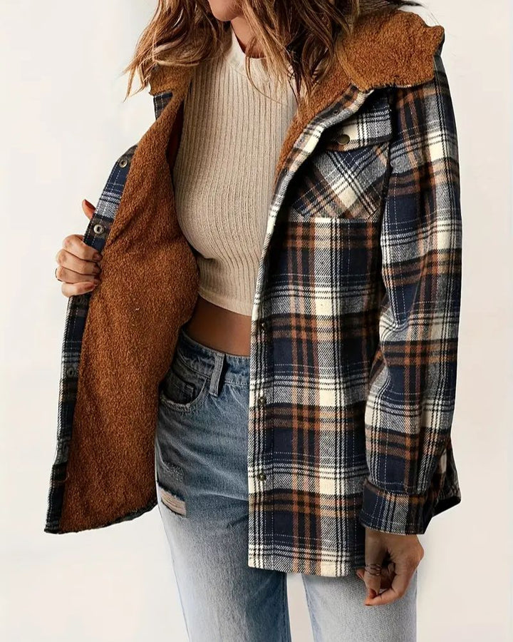 Nayla - Plaid Jacket with Comfortable Sherpa Lining