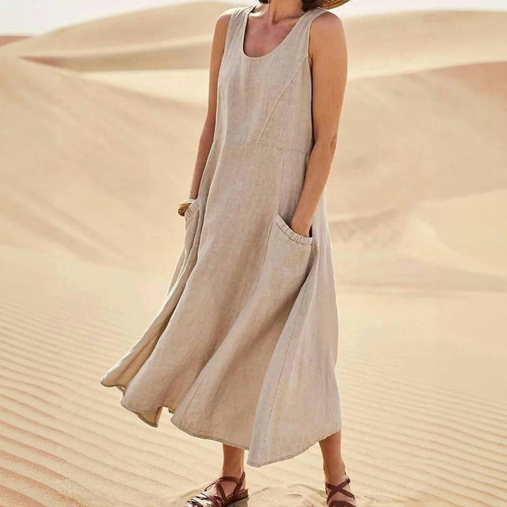 Robe Vintage De Couleur Unie