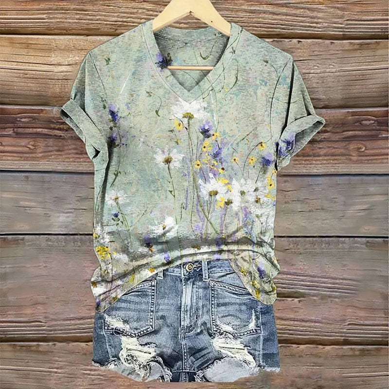 T-Shirt À Imprimé Floral Vintage