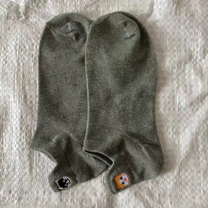 Chaussettes Décontractées À Broderie Chat