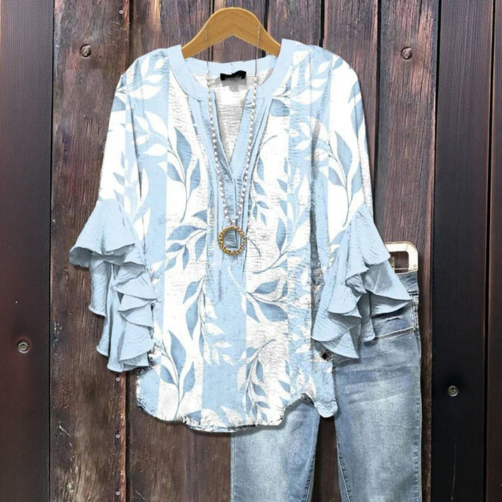Blouse Décontractée À Imprimé Feuilles