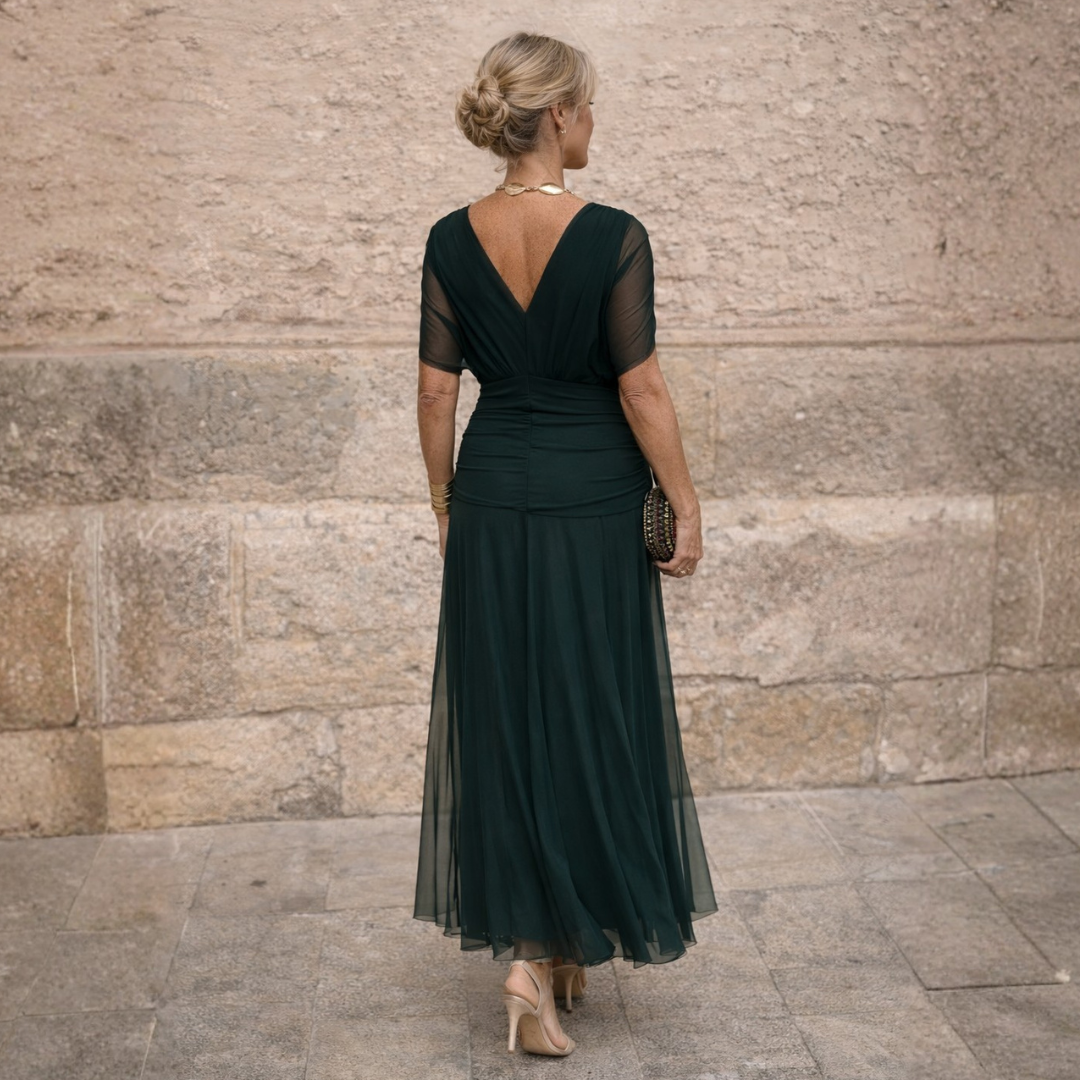 ROSSANA – Robe Longue Femme Off Shoulder en Chiffon