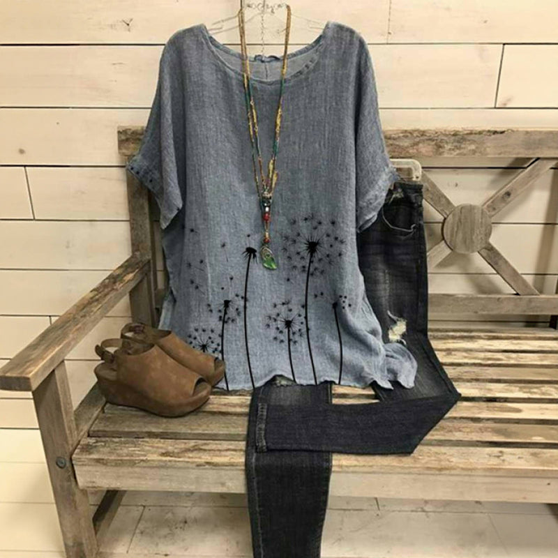 Blouse Vintage À Imprimé Pissenlit