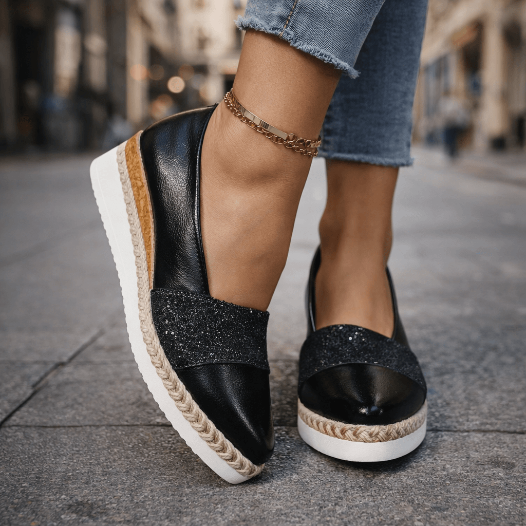 Serena | Wedge Sandals with Glitter