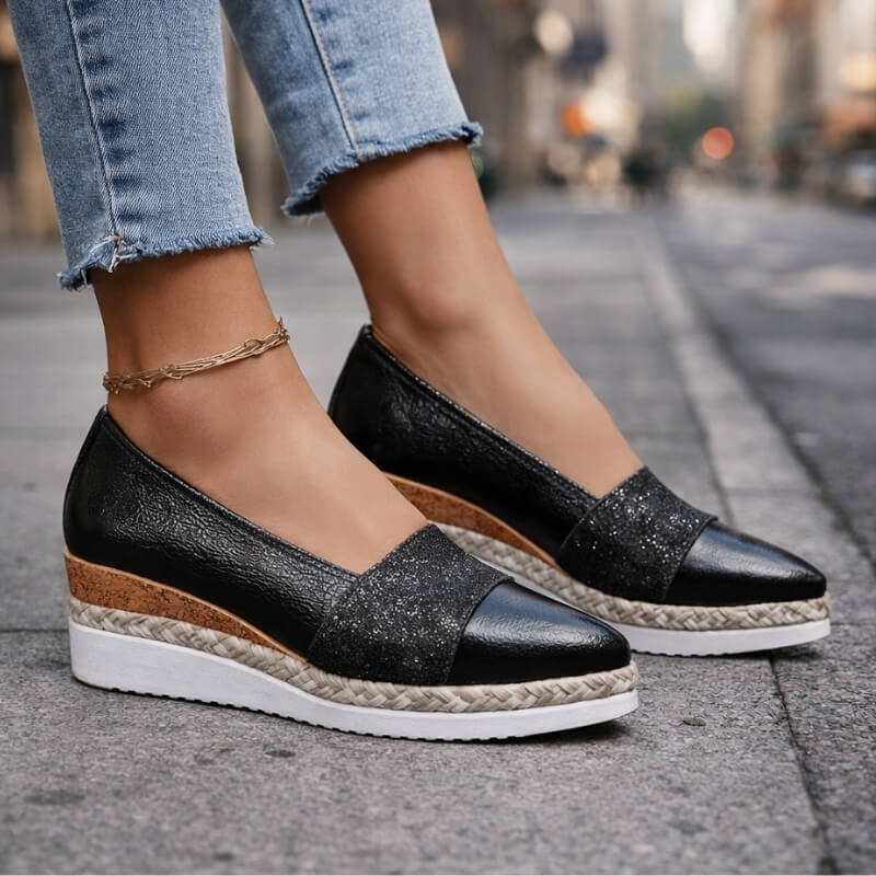 Serena | Wedge Sandals with Glitter