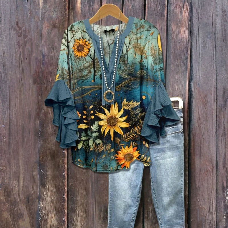 Blouse À Imprimé Floral Vintage