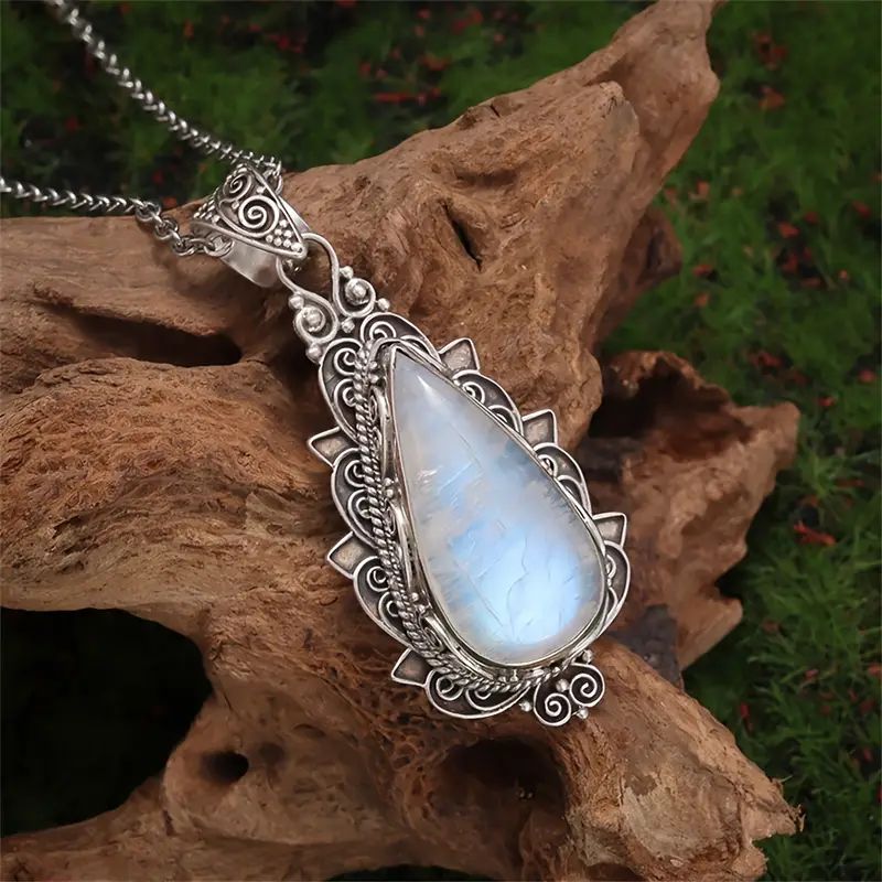 Collier Pendentif Goutte D'Eau Vintage