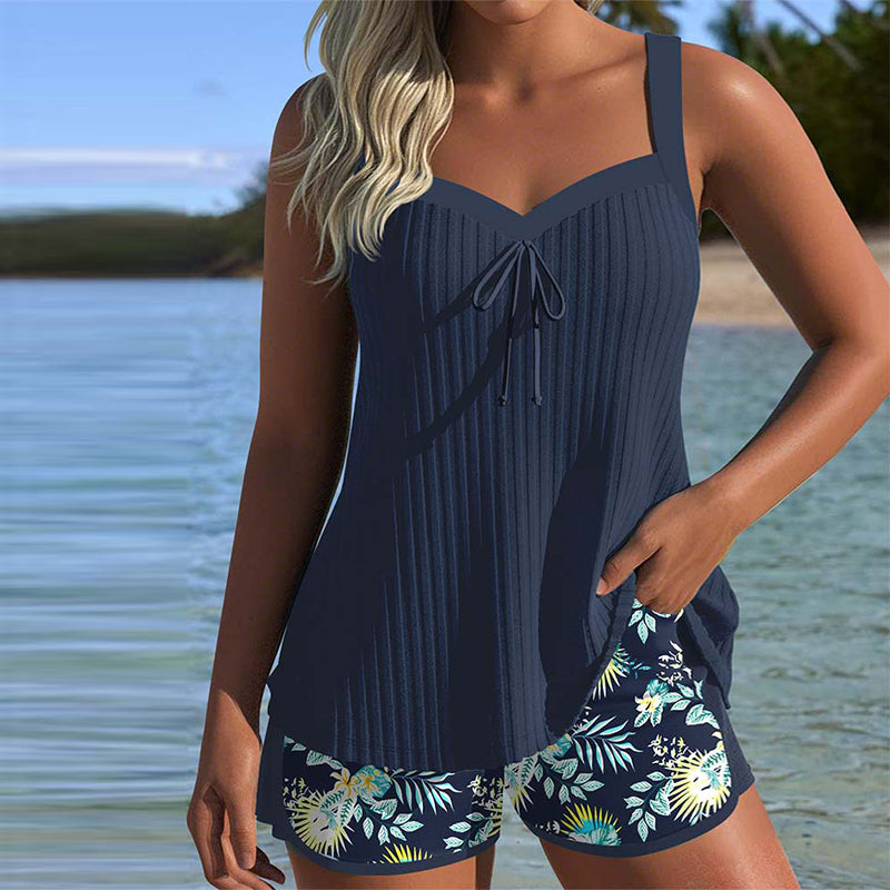 Ondina | Striped Swimsuit with Beach Shorts