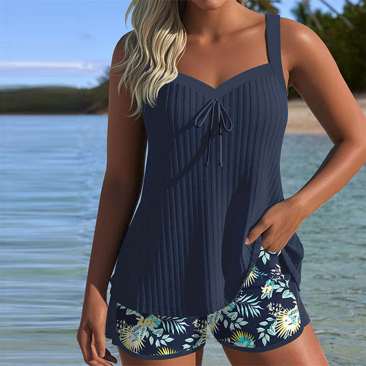 Ondina | Striped Swimsuit with Beach Shorts