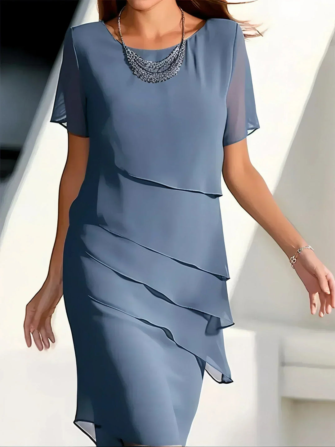 Velora | Robe Midi Luxueuse à Épaisseurs