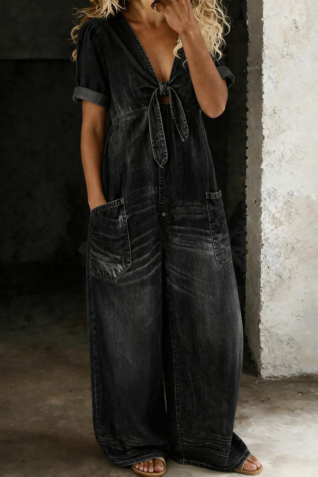 Maya™ | Combinaison denim col V