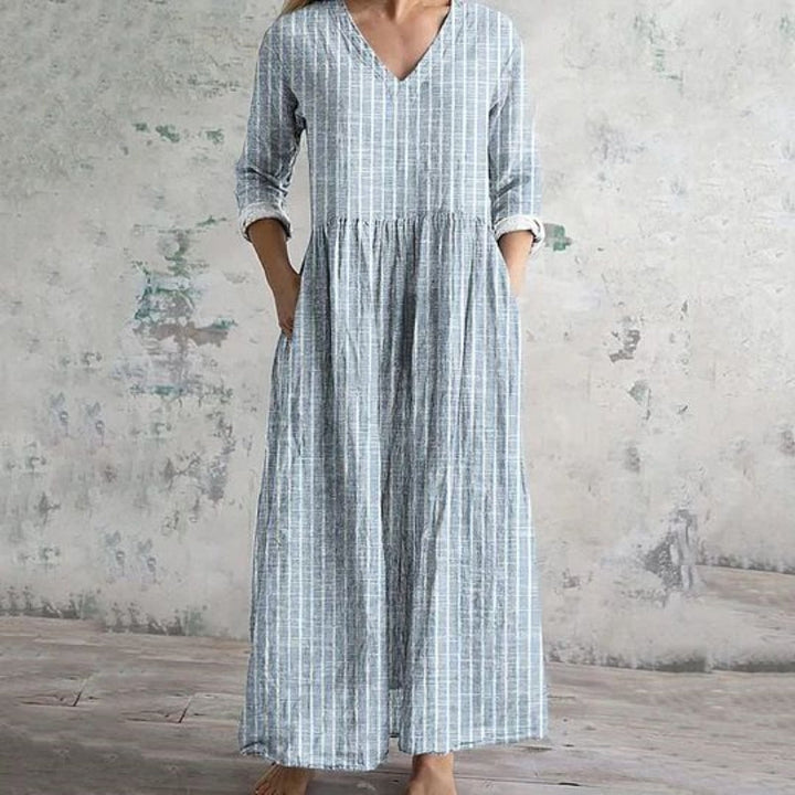 【Manches Longues】Robe Rayée Décontractée