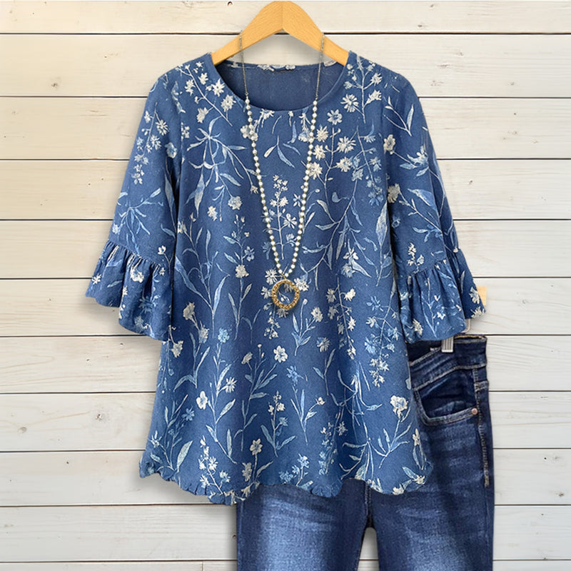 Blouse Vintage À Imprimé Floral
