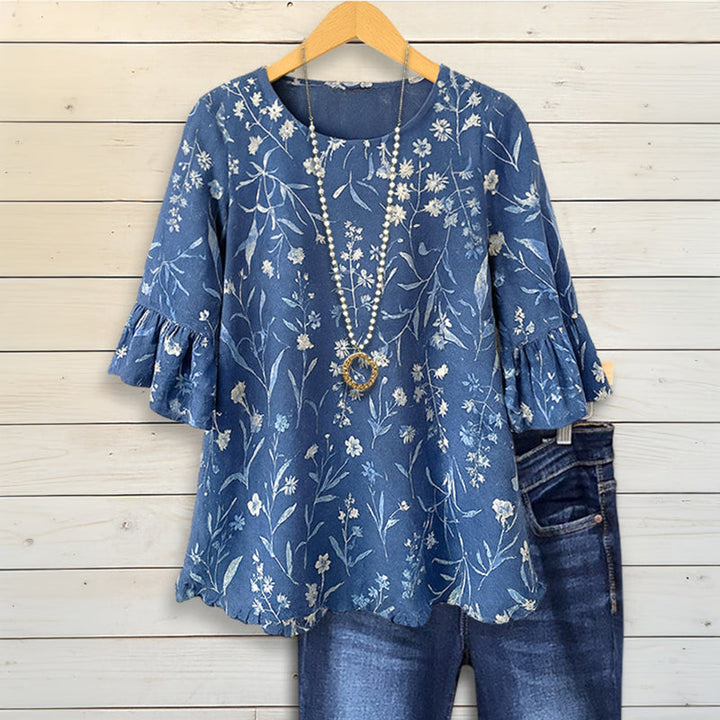 Blouse Vintage À Imprimé Floral
