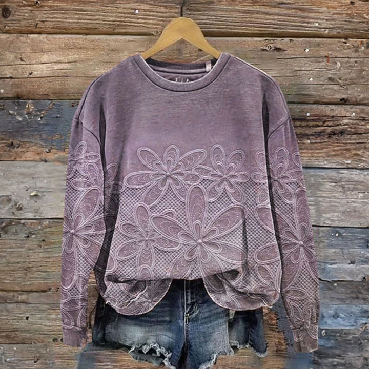 Sweat-Shirt Vintage À Imprimé Floral