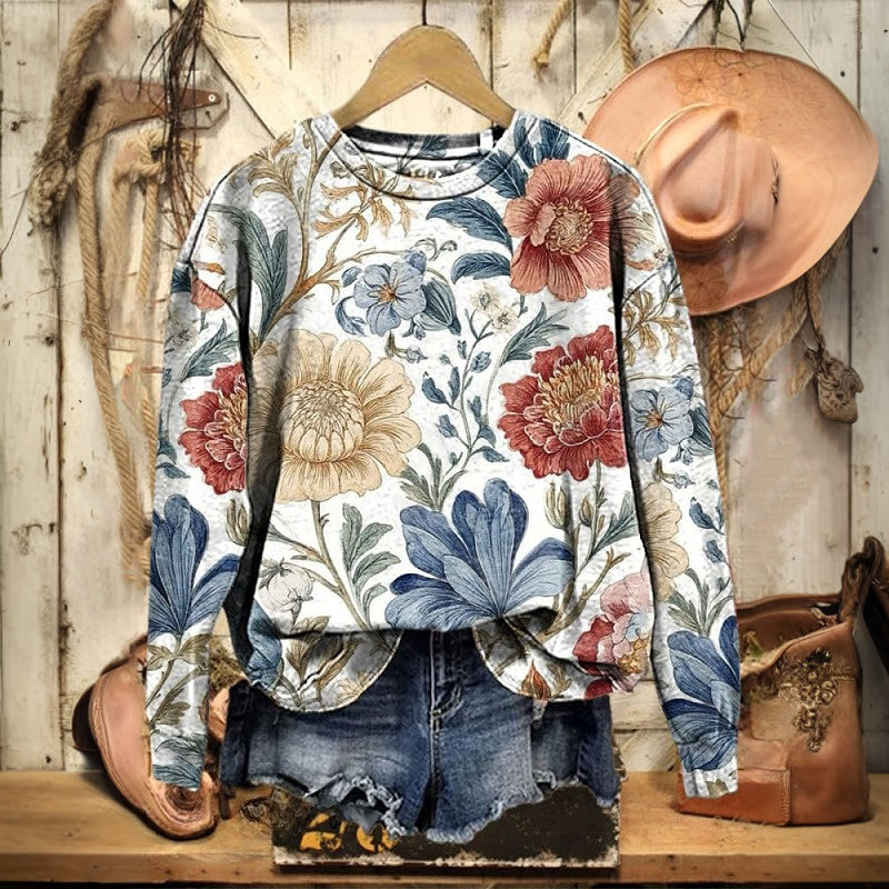 Sweat-Shirt Décontracté À Imprimé Floral