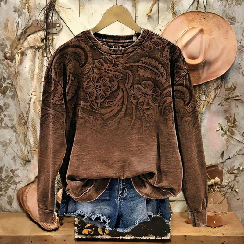 Sweat-Shirt Vintage À Imprimé Floral