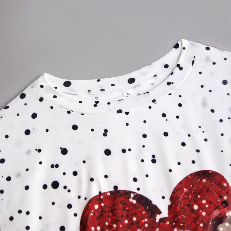 T-Shirt Décontracté Imprimé Coeur