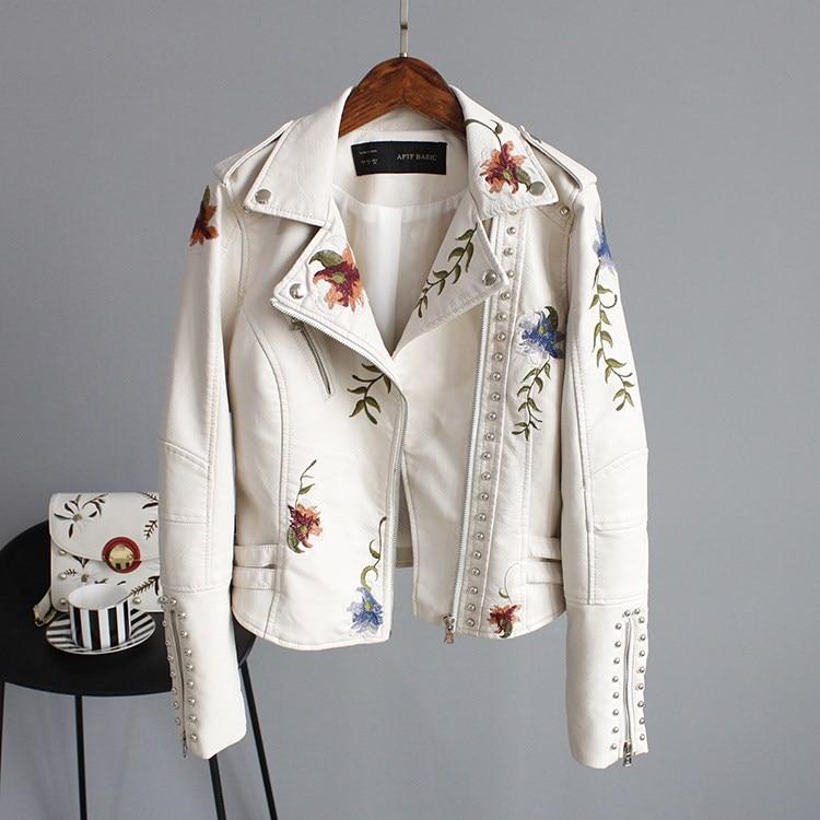 Jayzie | Embroidered and Elegant PU Leather Jacket