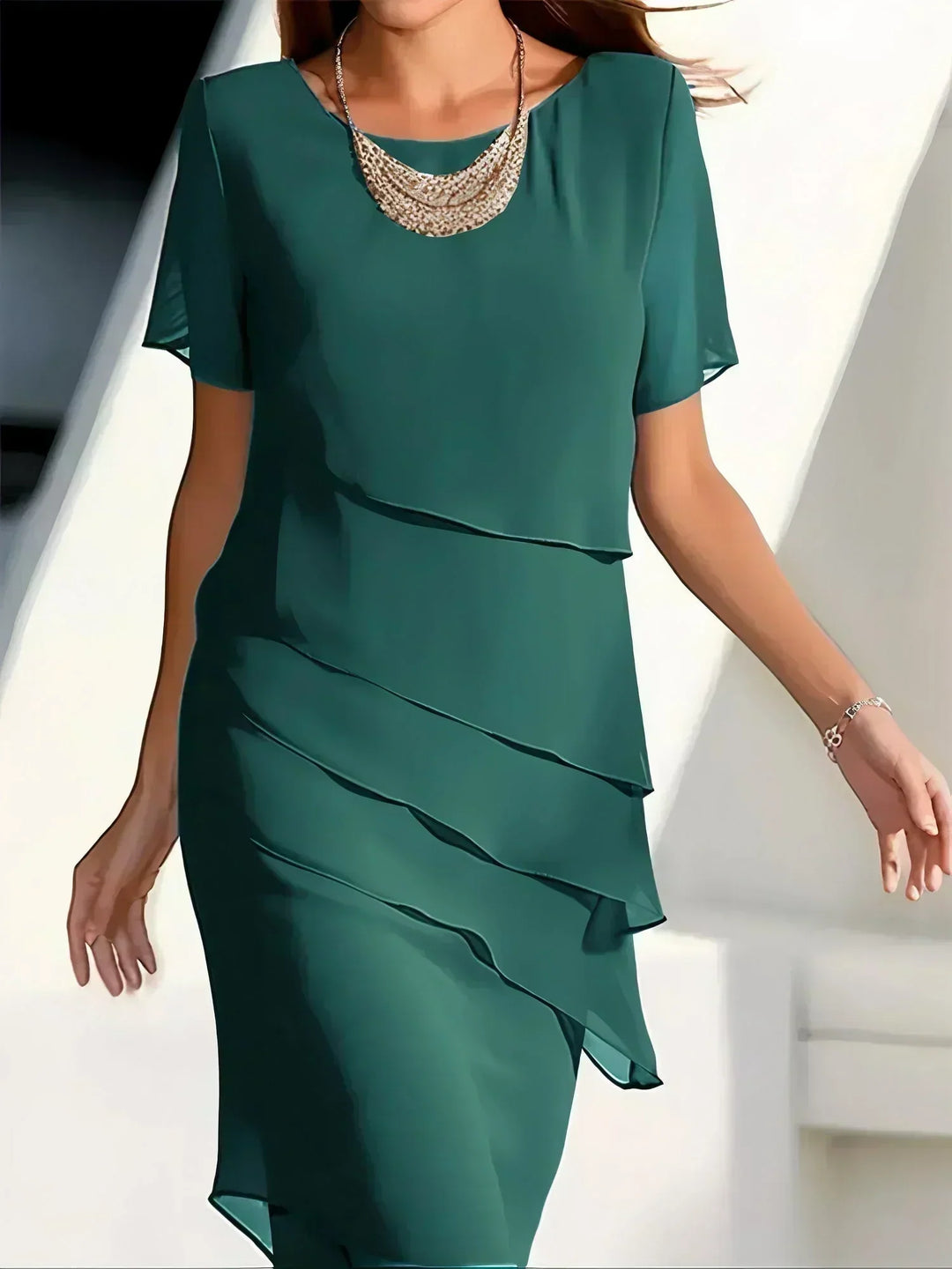 Velora | Robe Midi Luxueuse à Épaisseurs