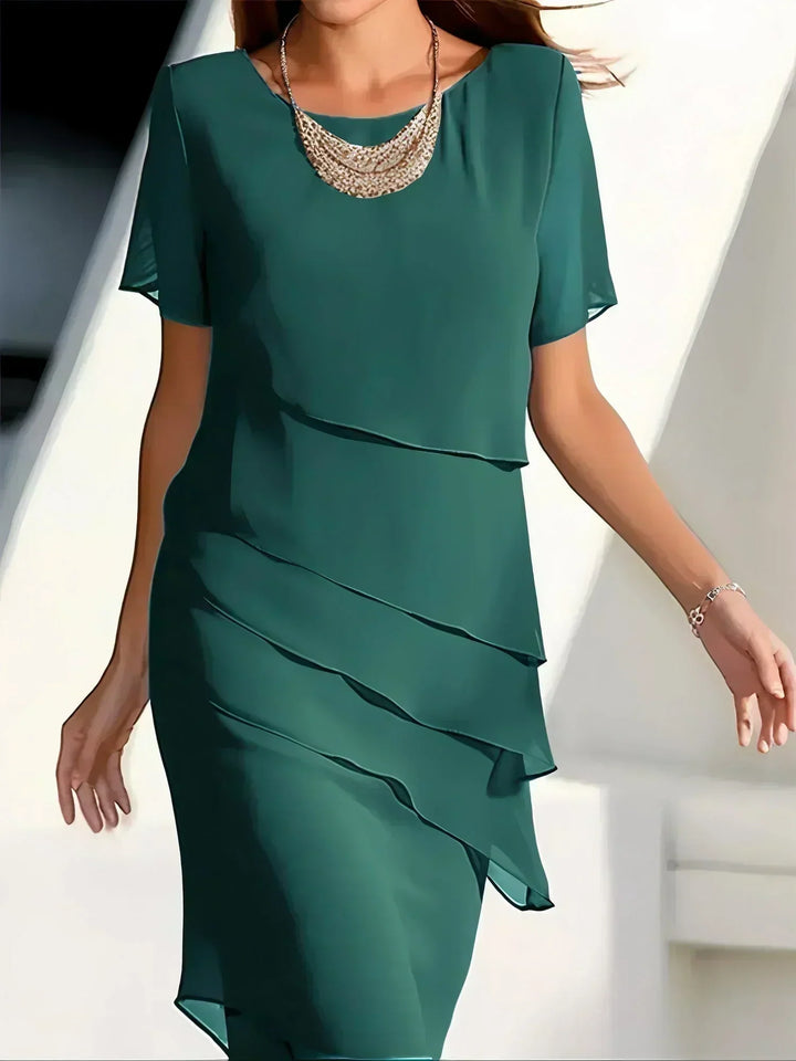 Velora | Robe Midi Luxueuse à Épaisseurs