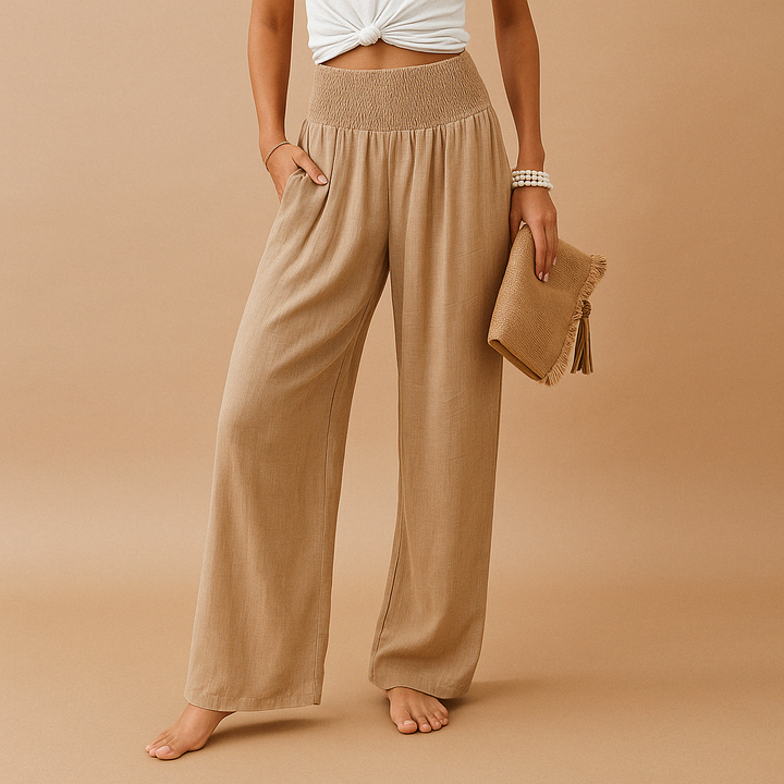 Loïs | Elegant Linen Autumn Pants with Comfortable Elastic Waist for Women