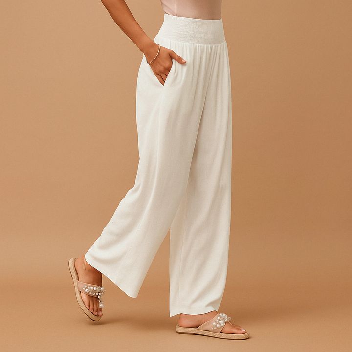 Loïs | Elegant Linen Autumn Pants with Comfortable Elastic Waist for Women