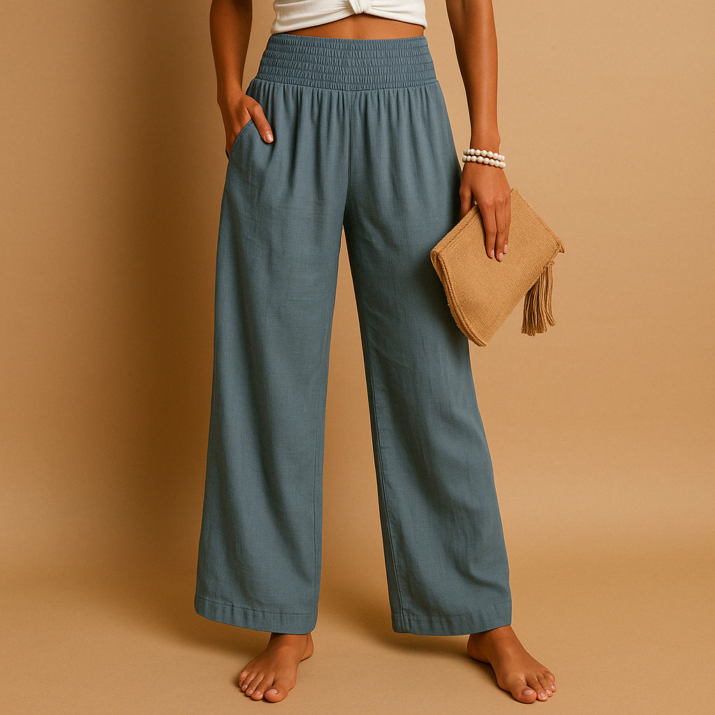 Loïs | Elegant Linen Autumn Pants with Comfortable Elastic Waist for Women