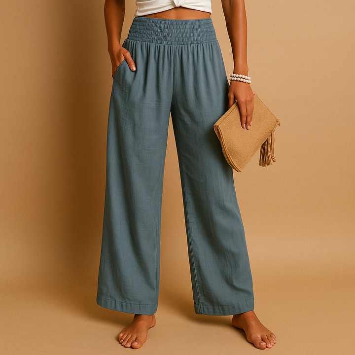 Loïs | Elegant Linen Autumn Pants with Comfortable Elastic Waist for Women