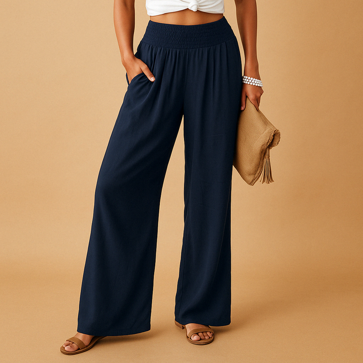 Loïs | Elegant Linen Autumn Pants with Comfortable Elastic Waist for Women