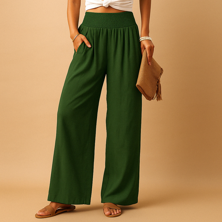 Loïs | Elegant Linen Autumn Pants with Comfortable Elastic Waist for Women