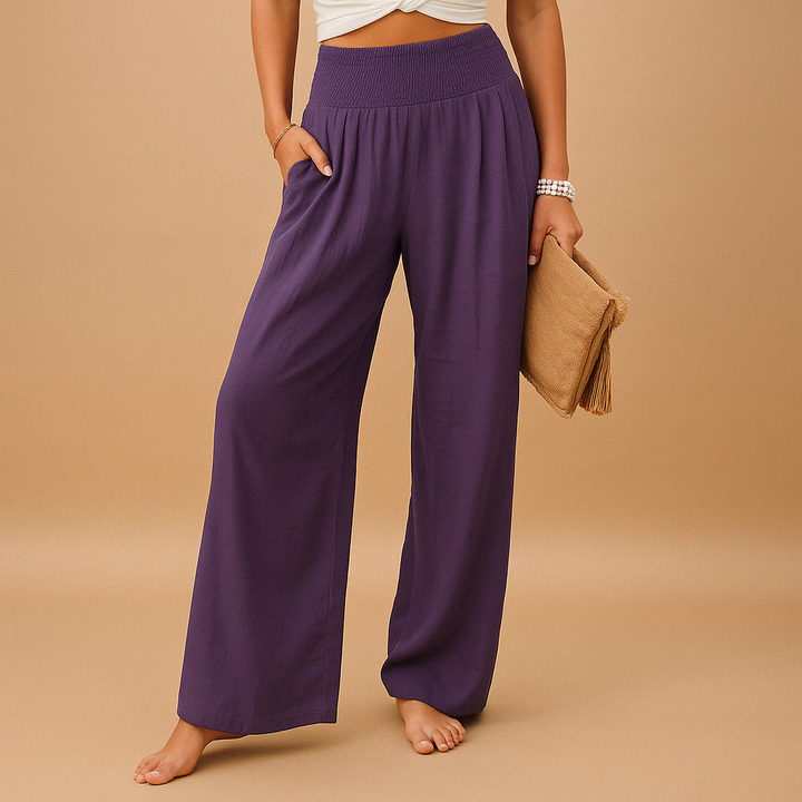 Loïs | Elegant Linen Autumn Pants with Comfortable Elastic Waist for Women