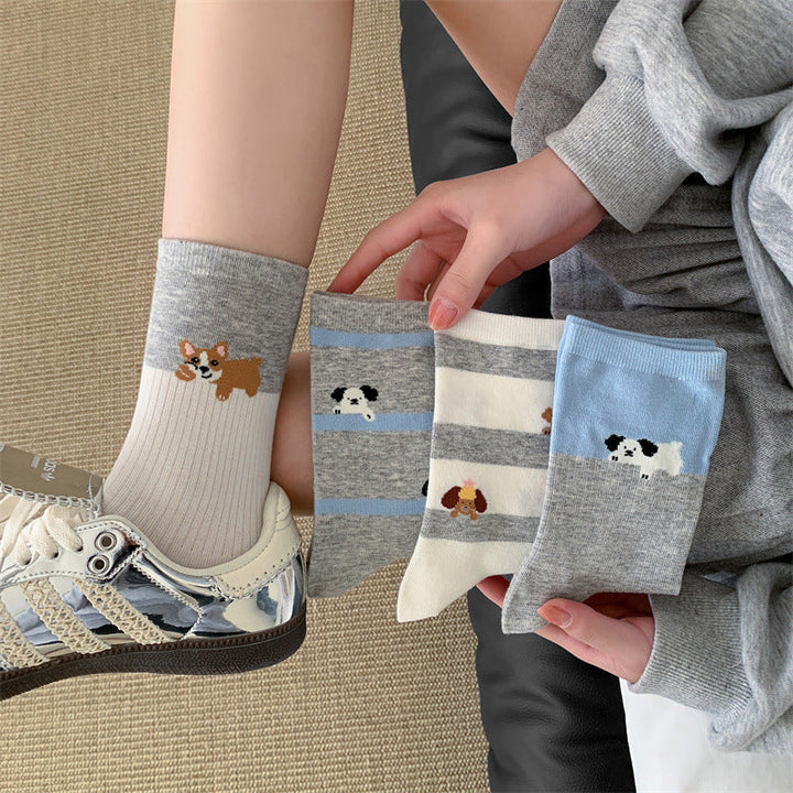 Chaussettes Décontractées À Imprimé Chiot