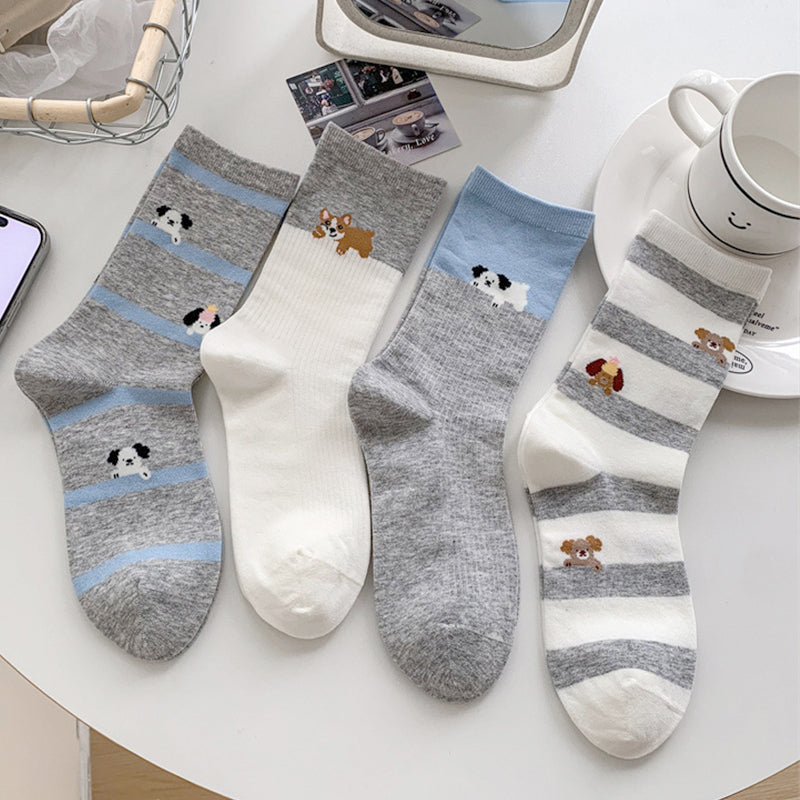 Chaussettes Décontractées À Imprimé Chiot