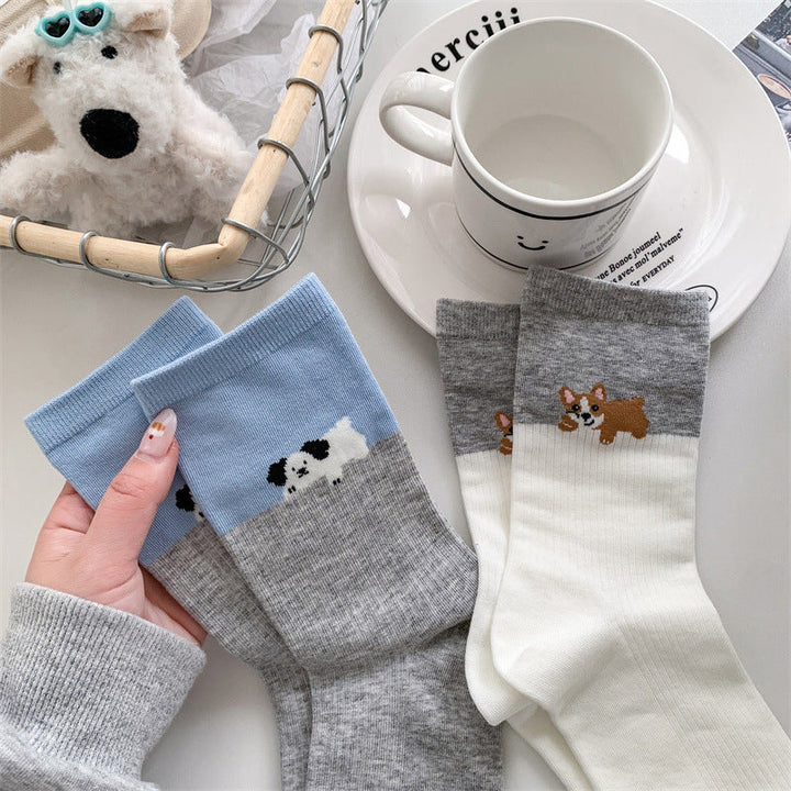 Chaussettes Décontractées À Imprimé Chiot