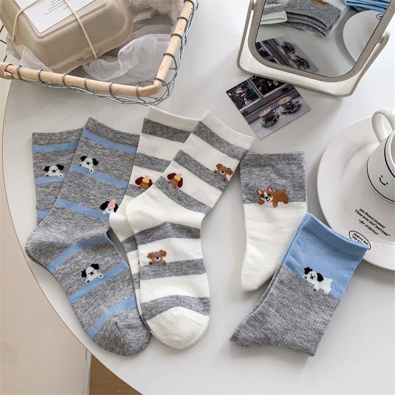 Chaussettes Décontractées À Imprimé Chiot