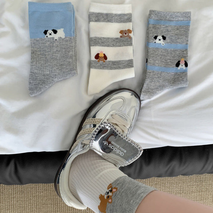 Chaussettes Décontractées À Imprimé Chiot