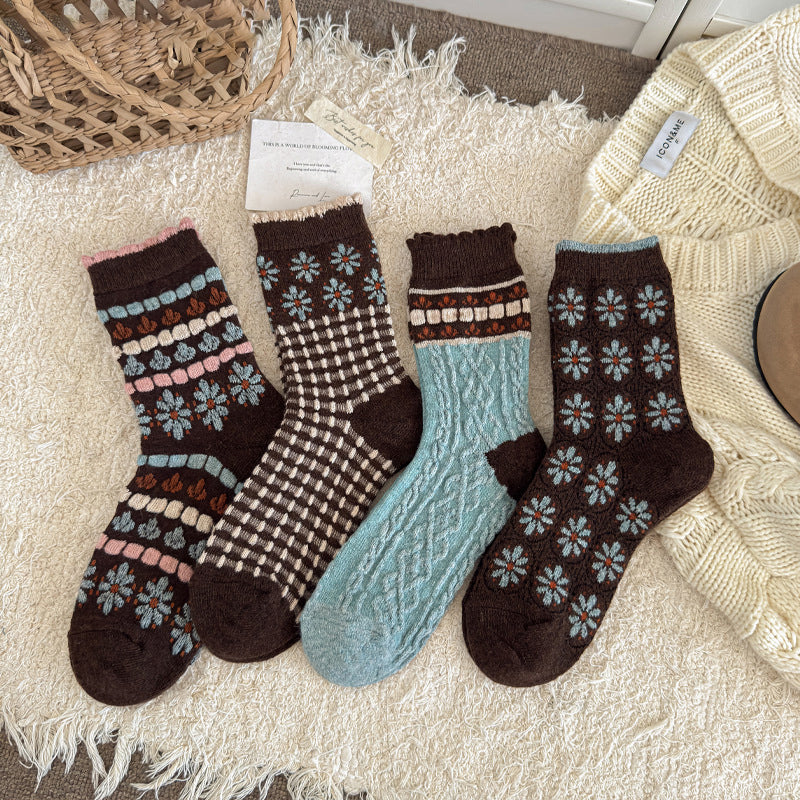 Chaussettes Chaudes À Fleurs