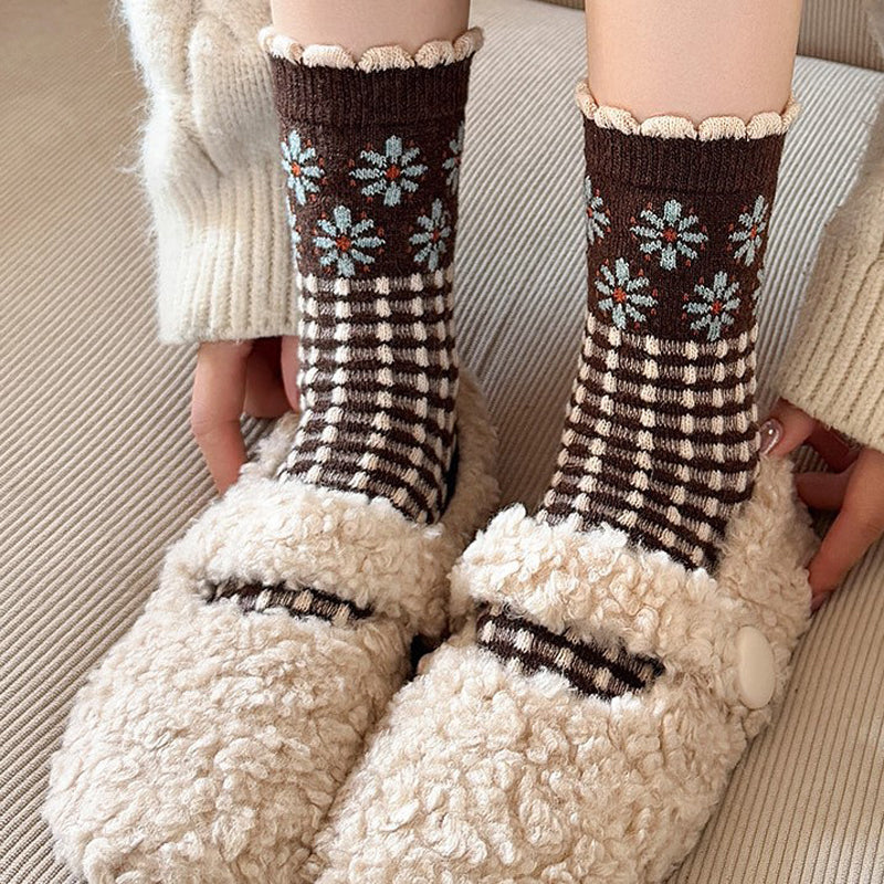 Chaussettes Chaudes À Fleurs