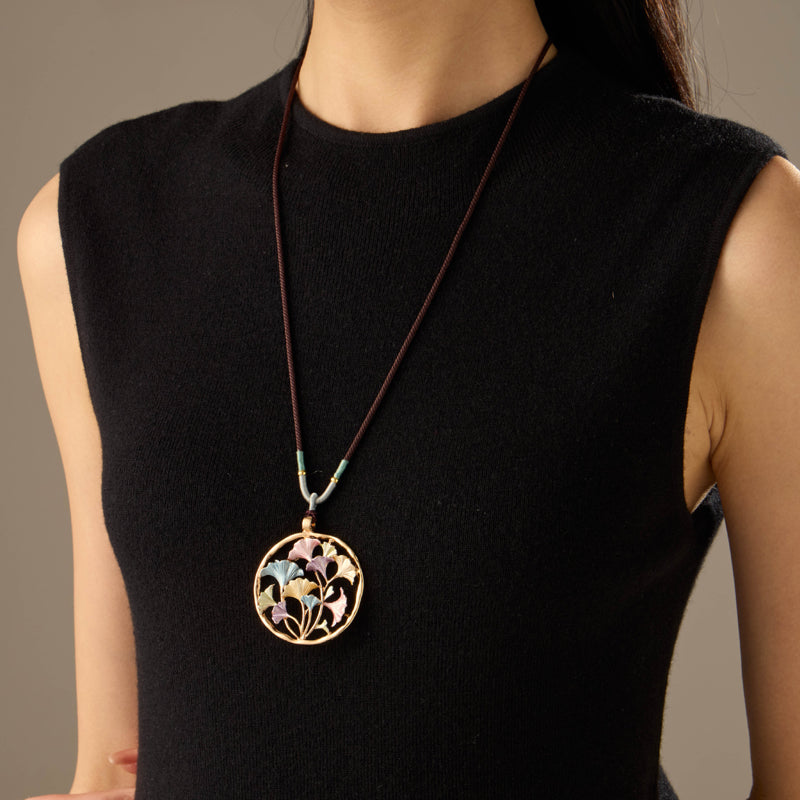 Collier Pendentif Feuille Vintage
