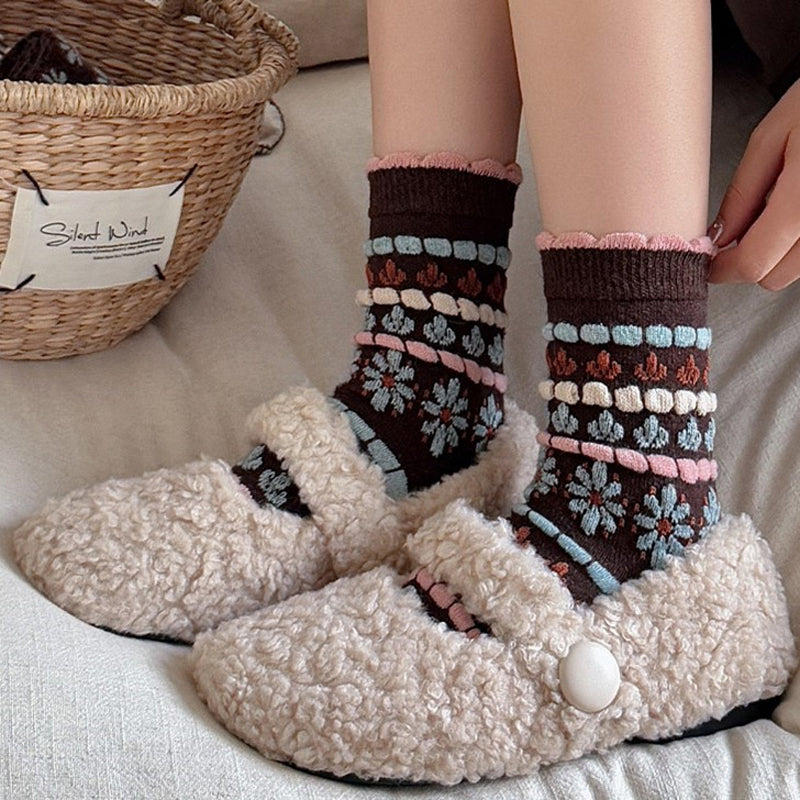Chaussettes Chaudes À Fleurs