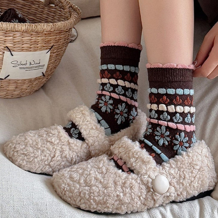 Chaussettes Chaudes À Fleurs