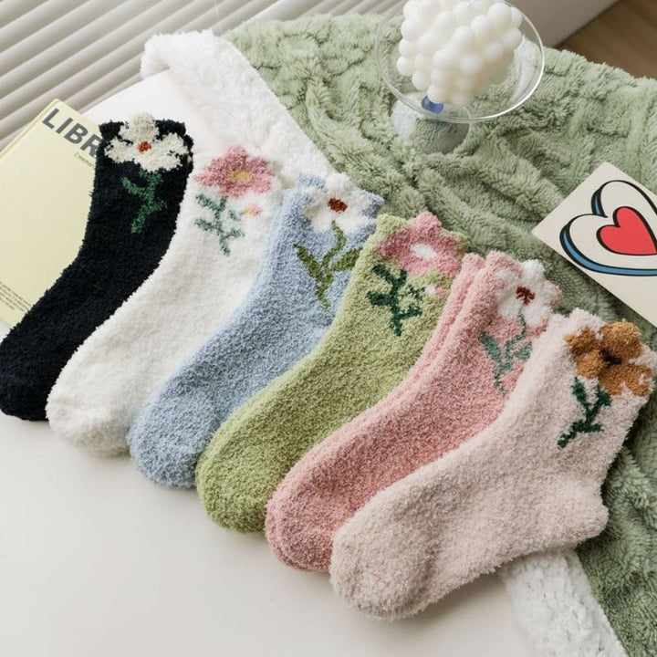 Chaussettes Chaudes À Fleurs