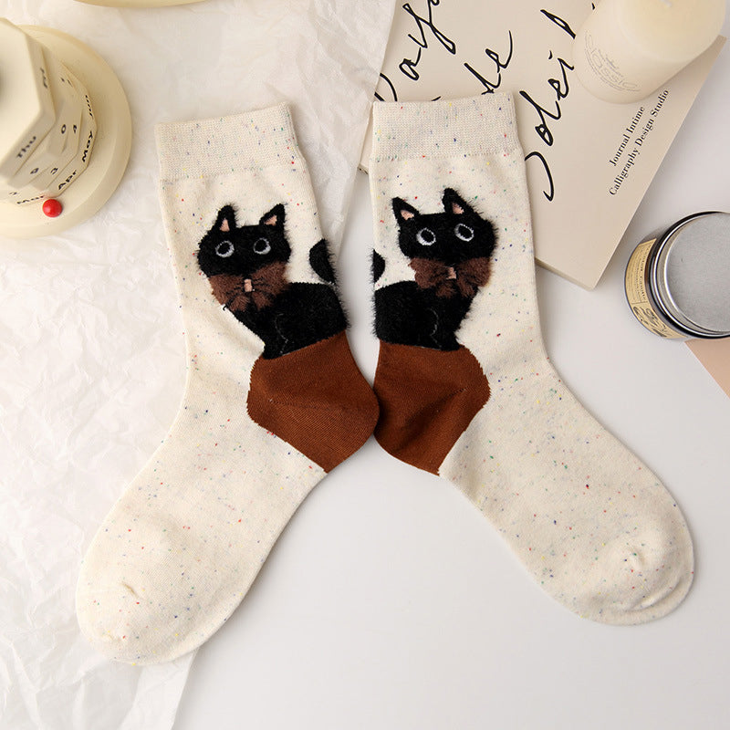 Chaussettes Décontractées À Imprimé Chat