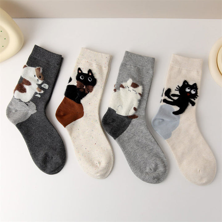Chaussettes Décontractées À Imprimé Chat