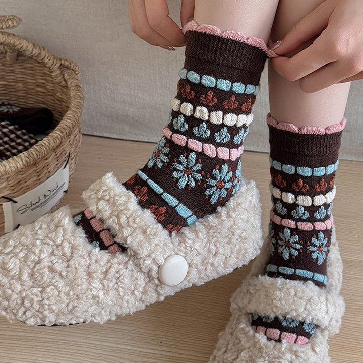 Chaussettes Chaudes À Fleurs