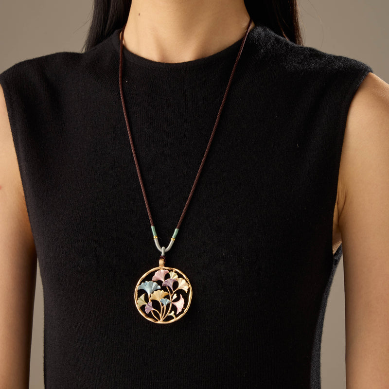 Collier Pendentif Feuille Vintage
