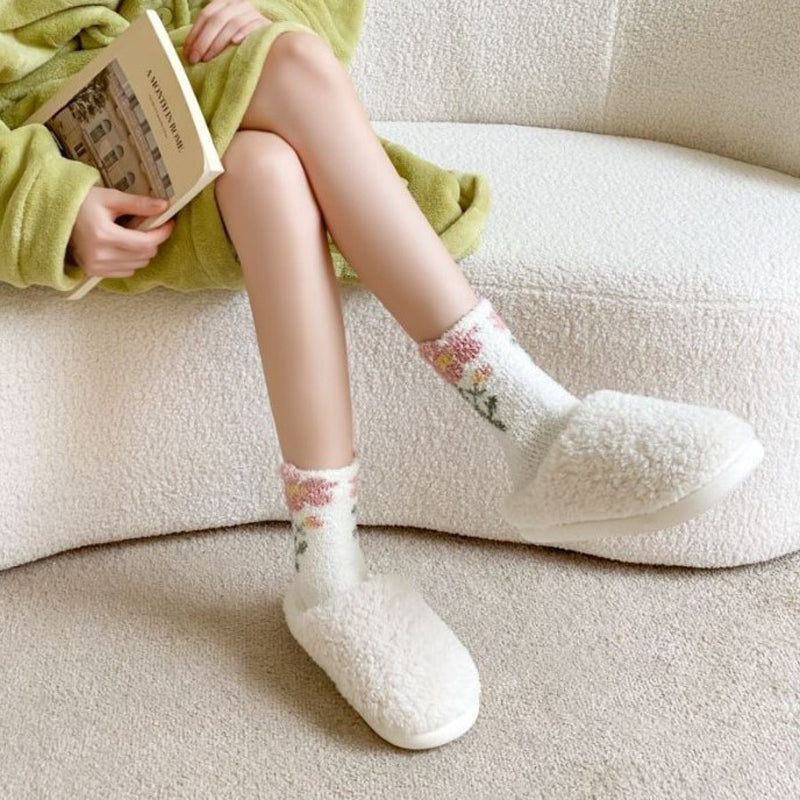 Chaussettes Chaudes À Fleurs